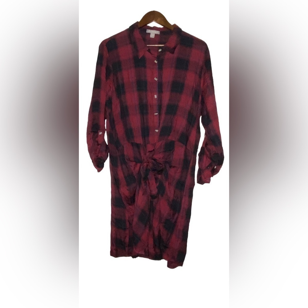 Peace & Pearl Sharon Buffalo Plaid Knot Front Tunic Top Cowgirl NEW Women XL